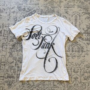 White Graphic Tee with Black Script